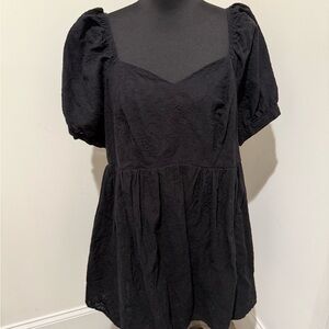 Black Lace Puff Sleeve Blouse Sz XL, cottagecore, fairy